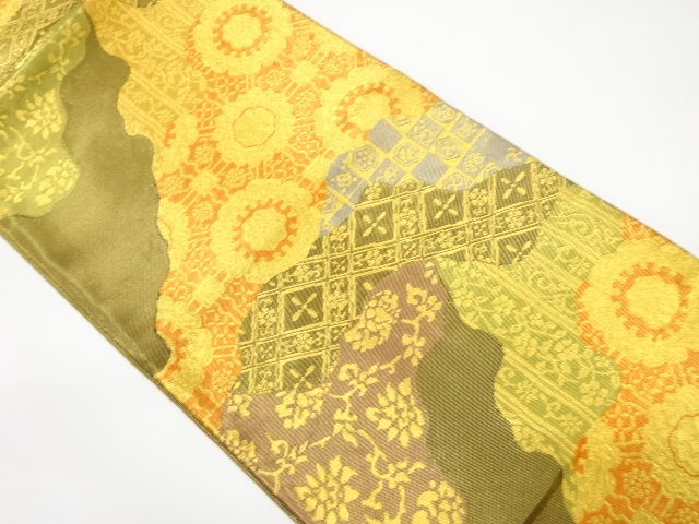 道長取りに花・古典柄織り出し袋帯